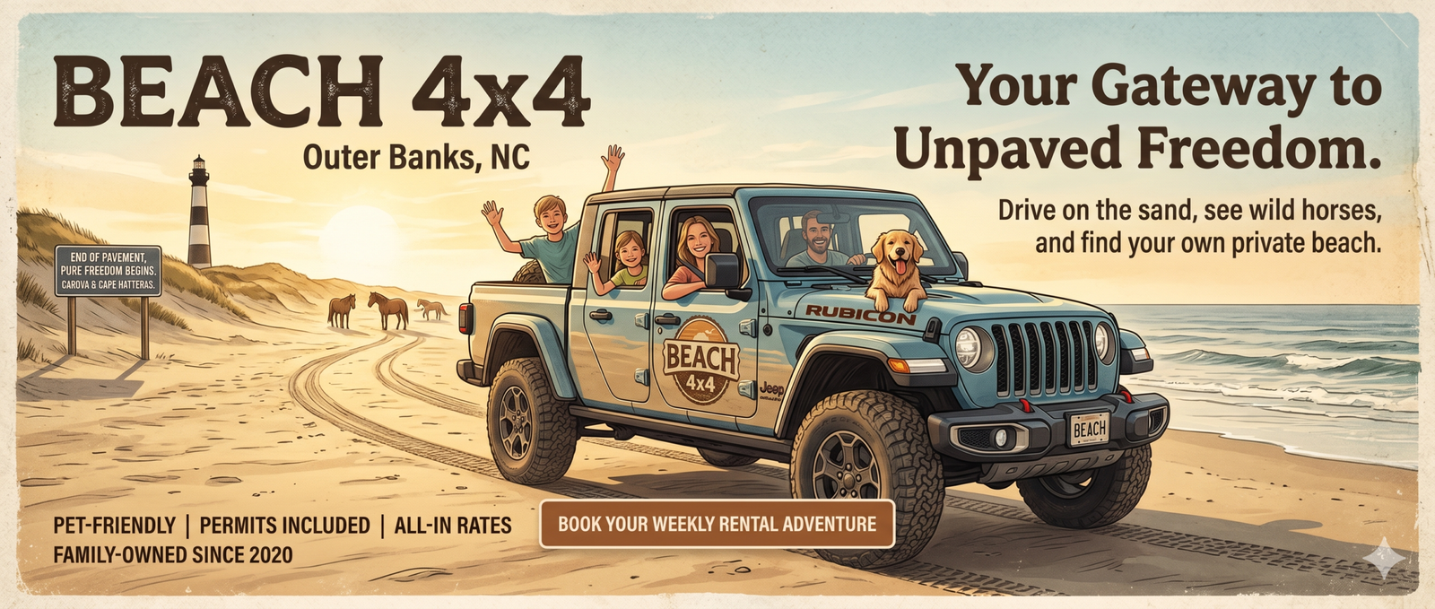 4x4 vehicle on Outer Banks beach