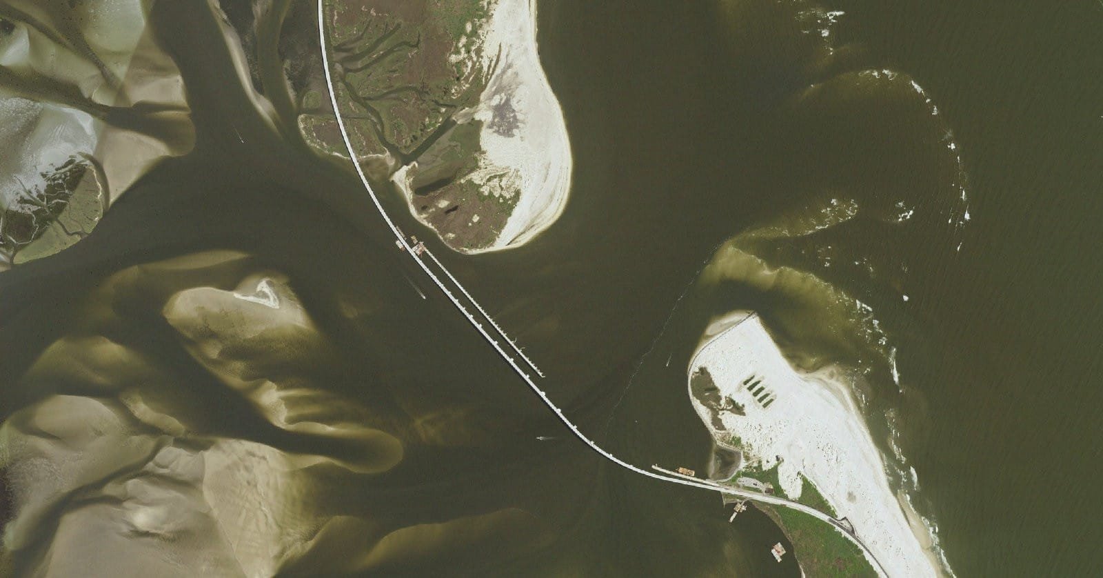 USGS aerial orthoimagery of Oregon Inlet and the Basnight Bridge