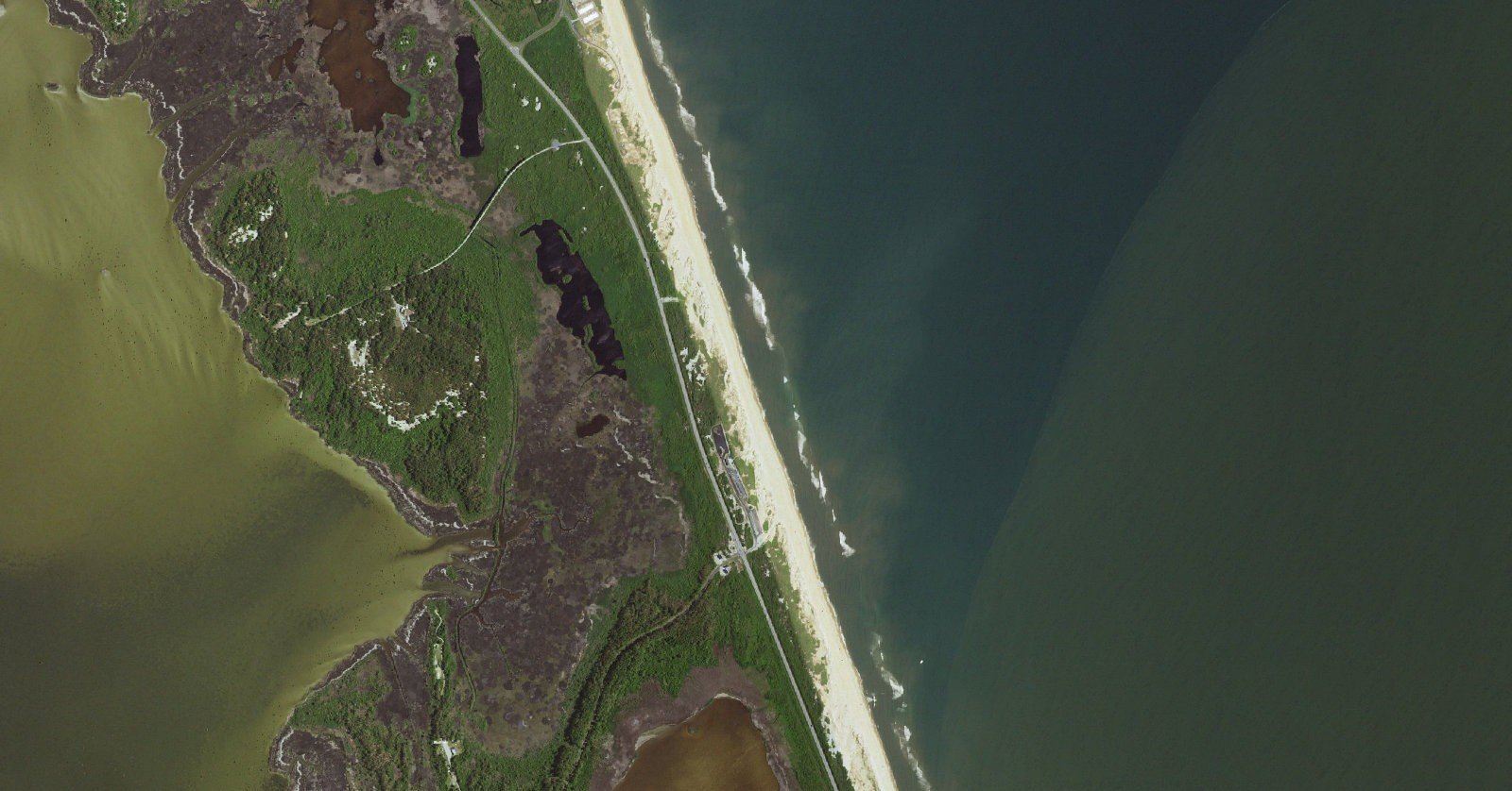 USGS aerial orthoimagery of the Coquina Beach, Bodie Island shoreline served by Ramp 2