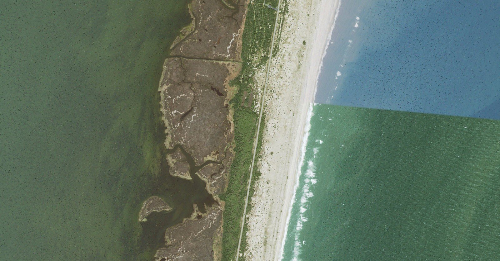 USGS aerial orthoimagery of the Salvo, Hatteras Island shoreline served by Ramp 27