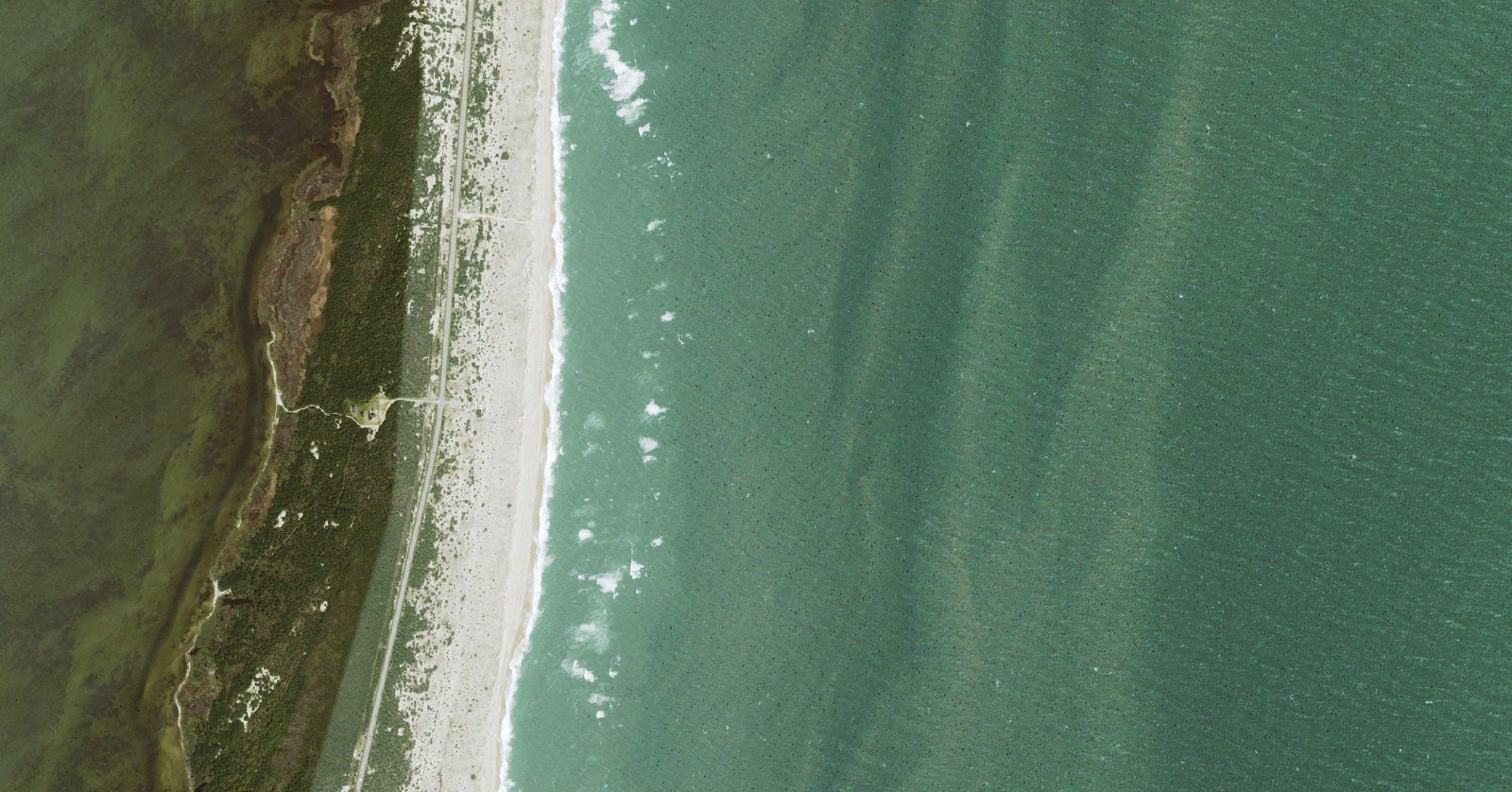 USGS aerial orthoimagery of the Little Kinnakeet, north of Avon shoreline served by Ramp 32