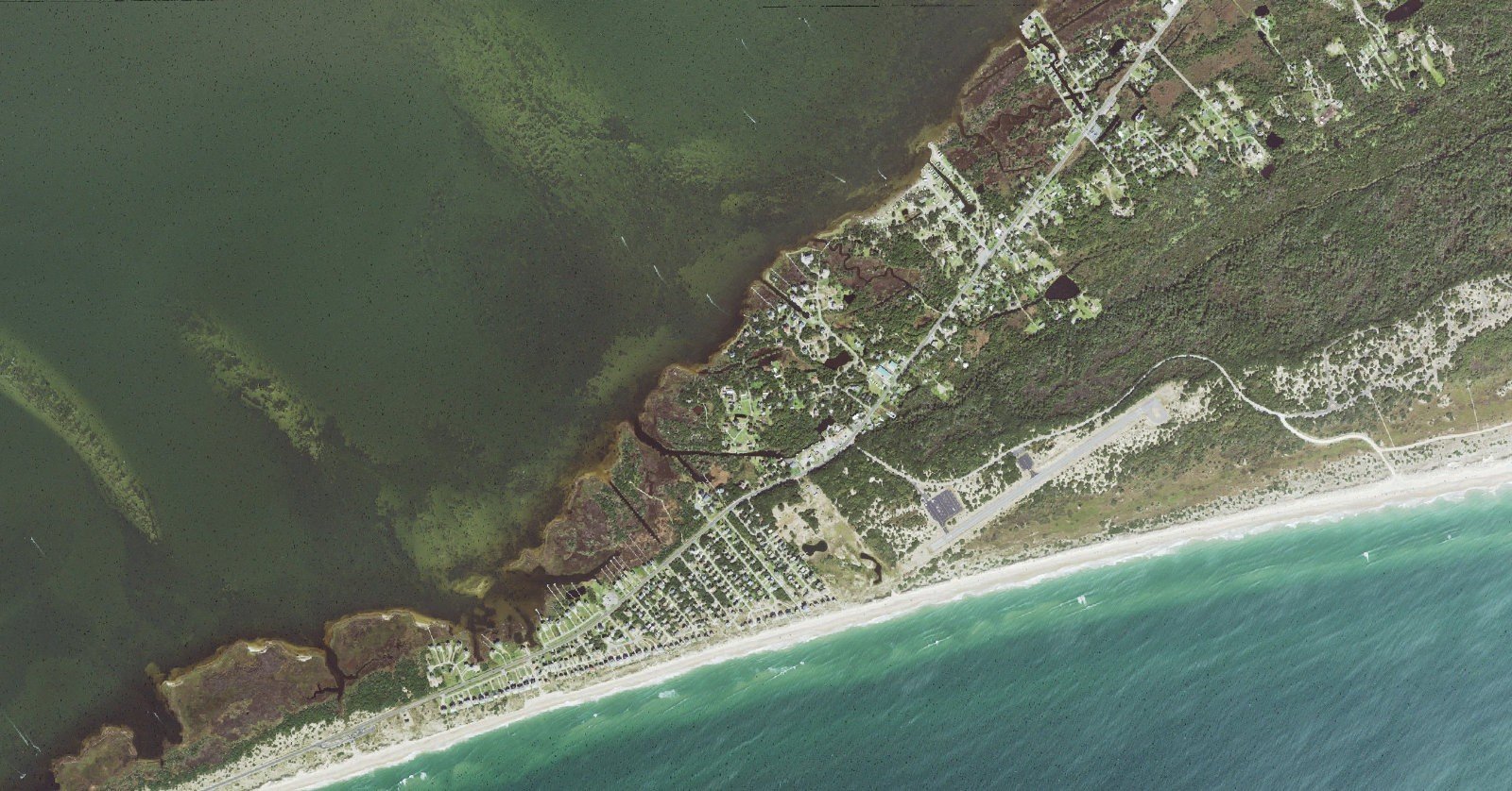 USGS aerial orthoimagery of the Frisco, Hatteras Island shoreline served by Ramp 48