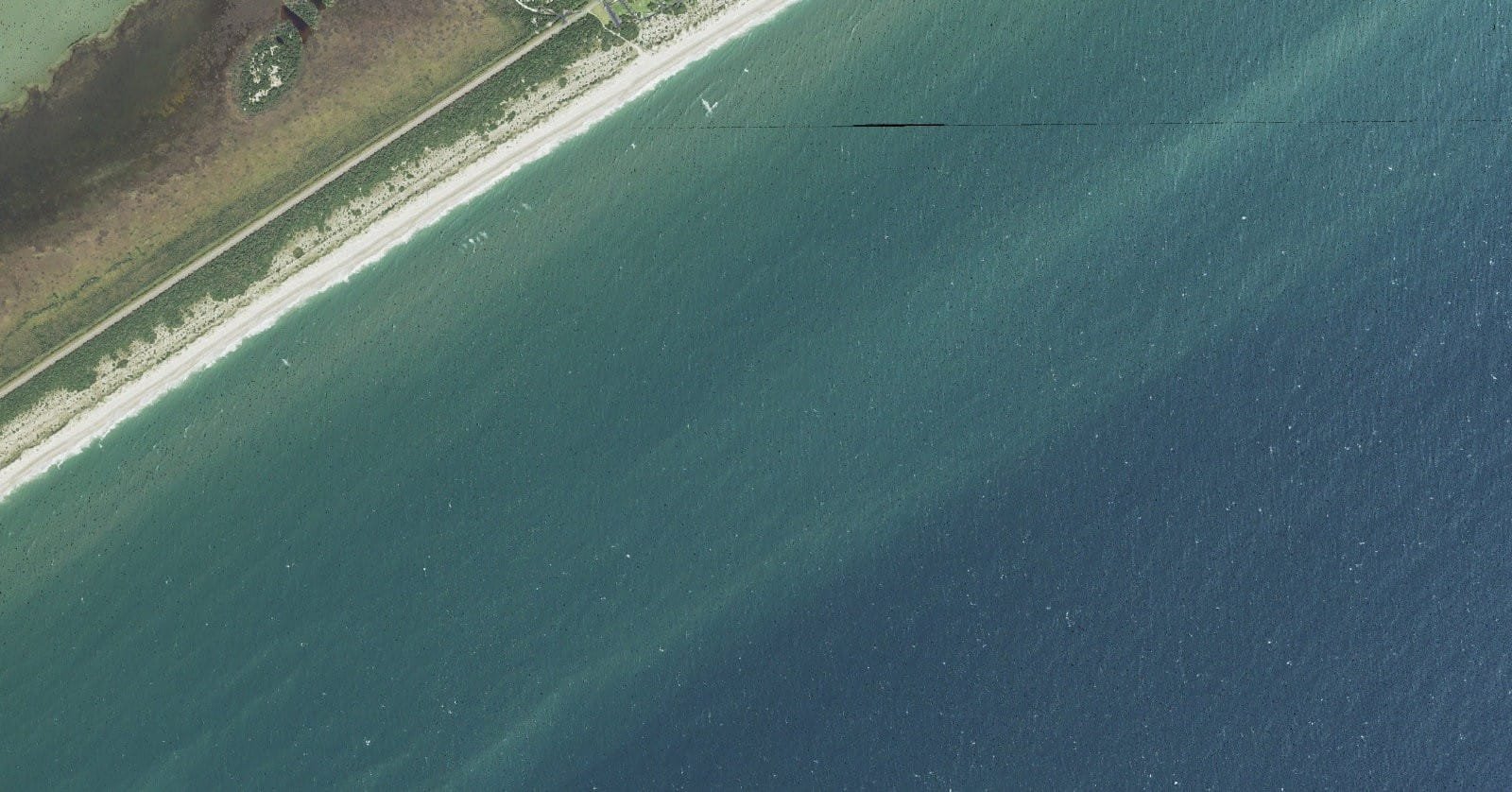 USGS aerial orthoimagery of the Ocracoke Island near Ocracoke village shoreline served by Ramp 68